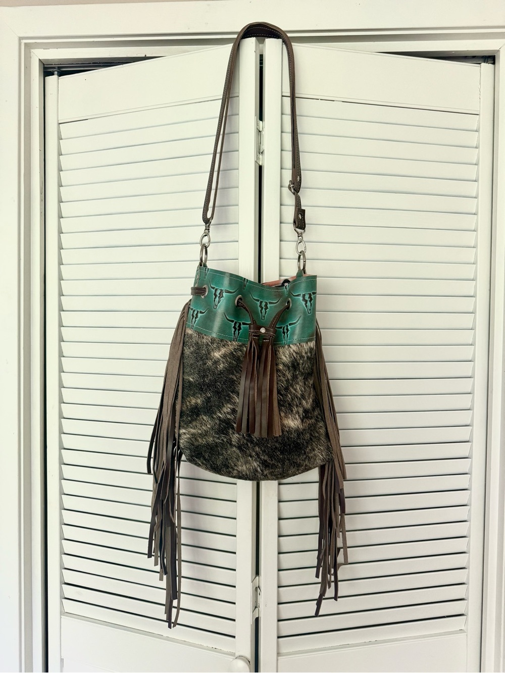 Dancing Cactus Designs Cowhide Bucket Bag